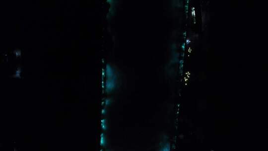 俯瞰南桥古建筑夜景亮化前飞摇看岷江城市视频素材模板下载