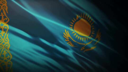 哈萨克斯坦国旗挥舞-4K