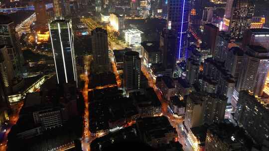 上海黄浦区延安东路夜景航拍延时城市夜晚繁视频素材模板下载