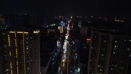 航拍湖南岳阳巴陵西路商业街夜景视频素材模板下载