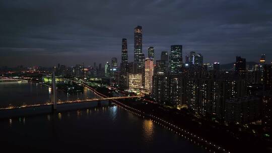 广东省广州市夜景城市风光航拍