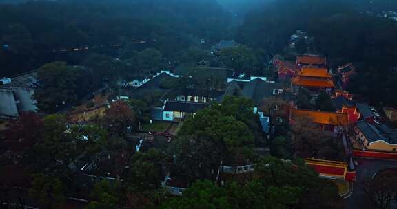 4k长沙湖南大学岳麓书院夜景航拍