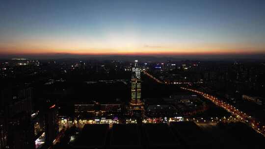 贵阳观山湖会展城城市夜景交通航拍