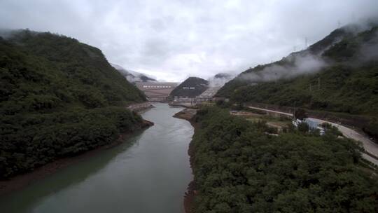 澜沧江水库 水电工程建设  航拍 自然生态