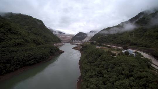 澜沧江水库 水电工程建设  航拍 自然生态视频素材模板下载