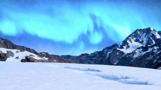 雪山极光自然风光素材