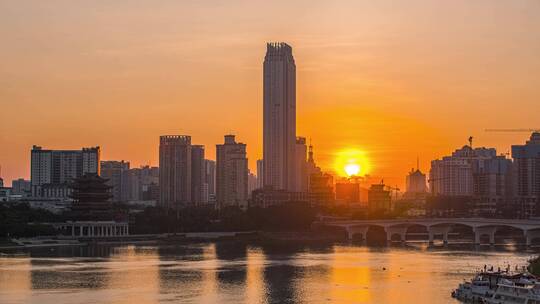 广西南宁城市延时日出