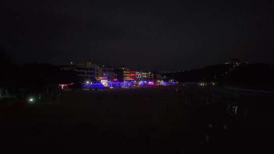 海南三亚后海村夜景航拍