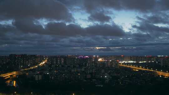 成都城市晚霞日落流云延时