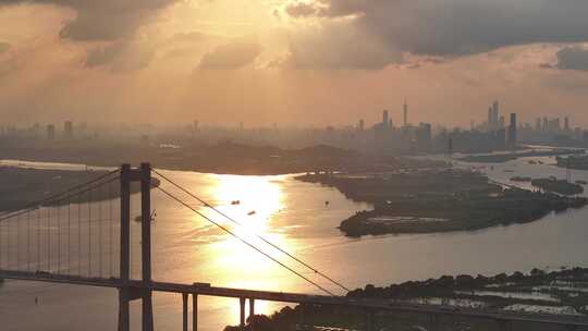 中国广东省广州市黄埔大桥视频素材模板下载
