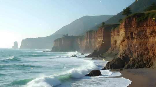 4k海岸边天然海蚀柱大屏背景