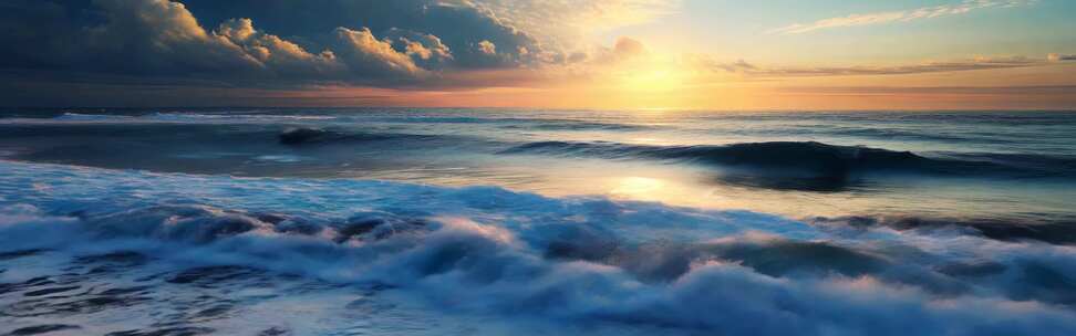 宽屏大海海浪浪花航拍视频