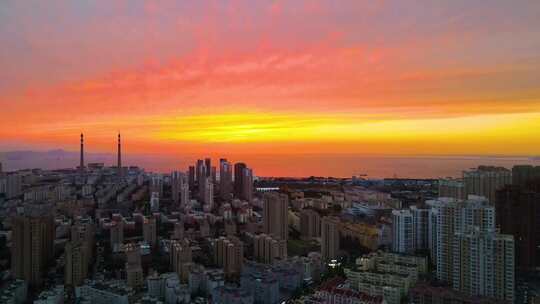 城市建筑日出日落朝阳晚霞夕阳黄昏航拍