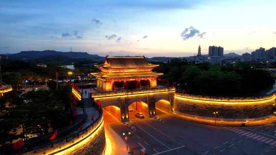惠州朝京门夜景环绕大景视频素材模板下载