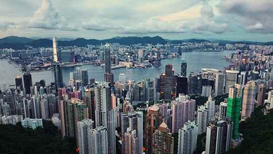 香港维多利亚港夜景航拍