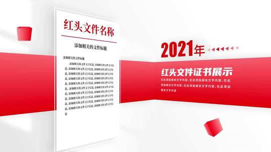 红色简洁红头文件证书展示
