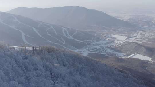 航拍吉林省吉林市北大湖滑雪场冬季风光