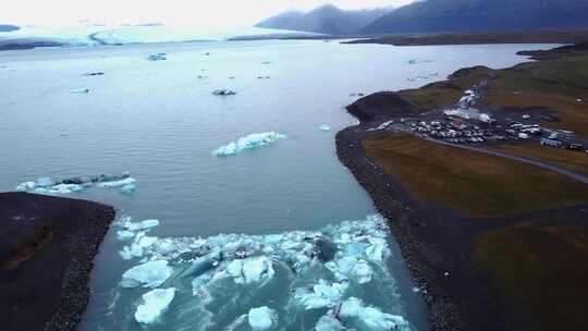 4k航拍冰岛瓦特纳冰川杰古沙龙冰河湖