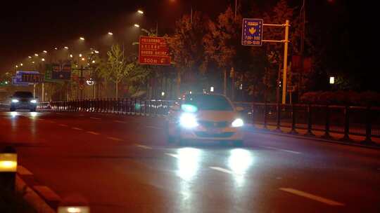 夜景城市隧道车流快速路道路行驶交通