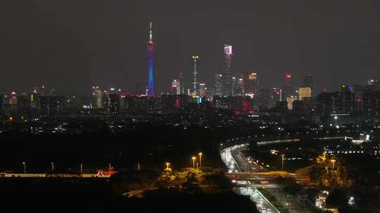 广州华南快速路夜景航拍视频素材模板下载