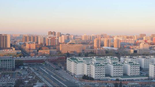 夕阳4K延时摄影、中国传媒大学（全景）