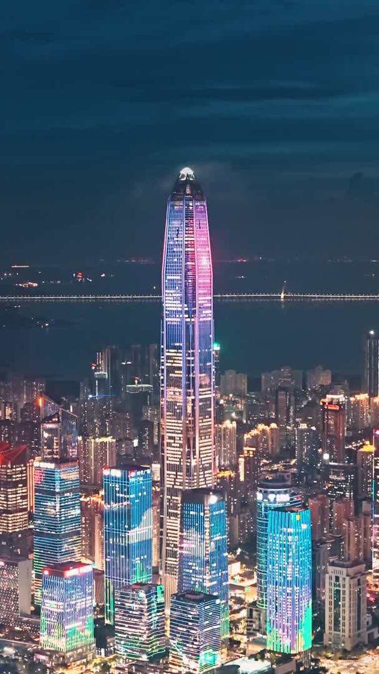 深圳城市灯光秀平安金融中心竖屏