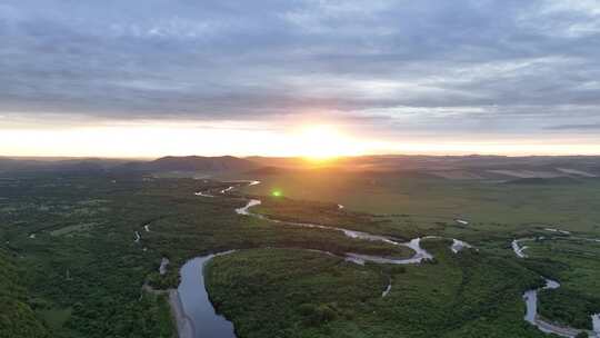 亚洲第一湿地：内蒙古根河湿地暮色视频素材模板下载