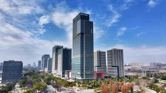 航拍扬州创新中心空景群楼航空工业京东中心