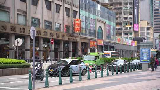 澳门街道交通澳门城市道路车流公路汽车行驶