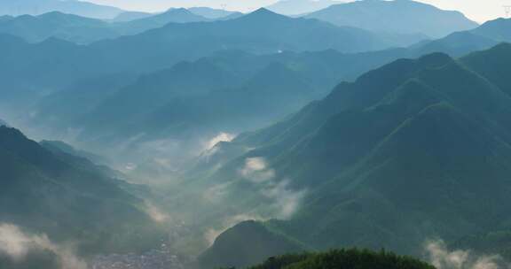 高山竹海云雾云海航拍杭州余杭百丈