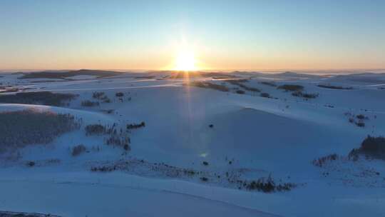 大兴安岭自然风景丘陵山地冬季雪野风光