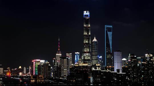 上海陆家嘴夜景建筑延时