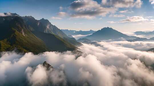 山峦云海全景风光