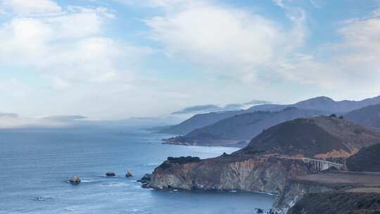 航拍海岸线的时间流逝