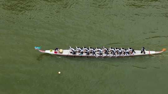 端午节赛龙舟比赛航拍龙舟俯拍龙舟划桨划船