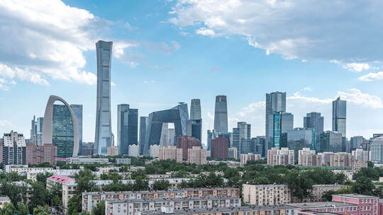 中国北京CBD高楼建筑群延时摄影