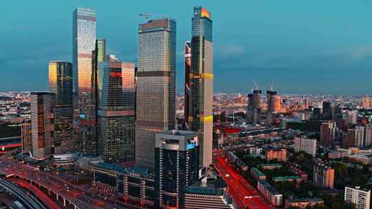 莫斯科城市高楼大厦鸟瞰全景