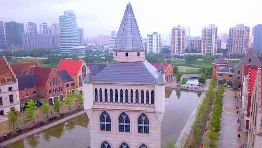 航拍广西南宁中关村科技园基地园区雨后景观