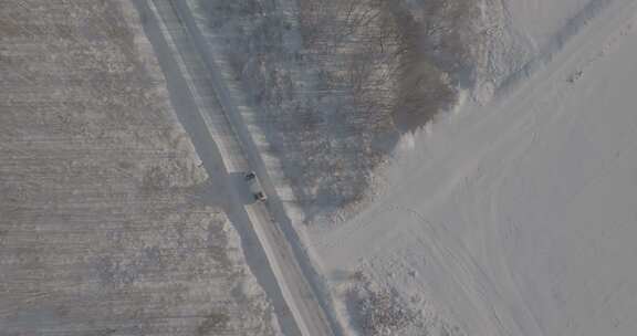 中国北方冰雪道路自驾航拍