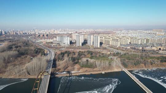 潍坊市昌邑市潍河风景航拍视频素材模板下载