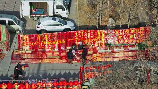 热闹的农村春节集市视频素材模板下载