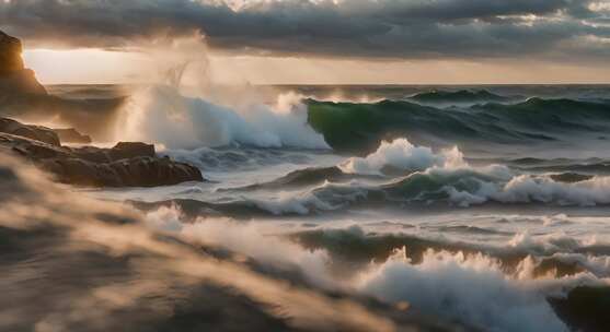 大海海浪阳光海洋浪花海水大气震撼开场片头