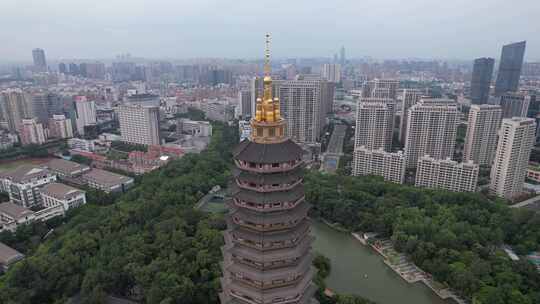 江苏常州天宁禅寺红梅公园航拍