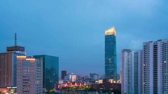 沈阳市府广场恒隆广场夏天雨夜闪电延时