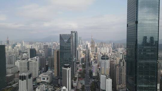 航拍广东深圳城市风光北站夜景