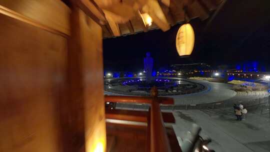 航拍无锡拈花湾景区夜景视频素材模板下载