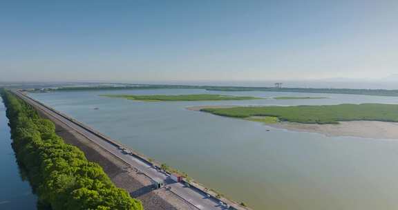 杭州钱塘大湾区湿地公园航拍视频