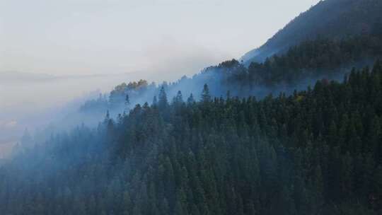 航拍贵州锦屏铜鼓镇岔路村云雾缭绕的早晨