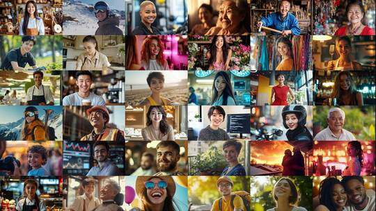 百人千人万人笑容微笑(前115S为快速预览)高清在线视频素材下载