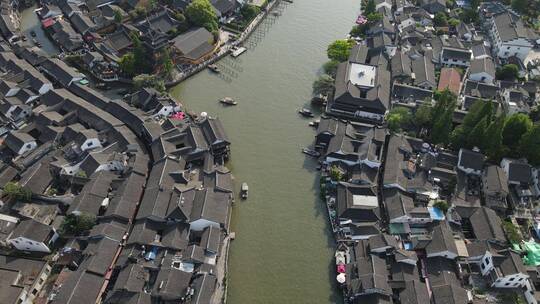 上海朱家角古镇全景4K航拍视频素材视频素材模板下载